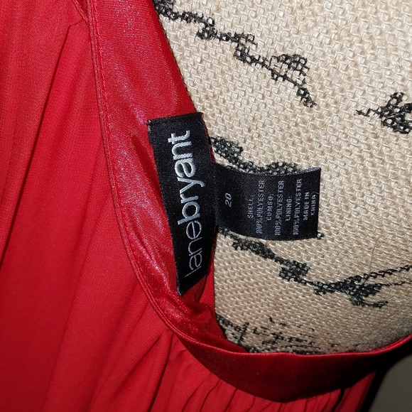 LANE BRYANT ONE SHOULDER RED CHIFFON DRESS - Picture 4 of 4